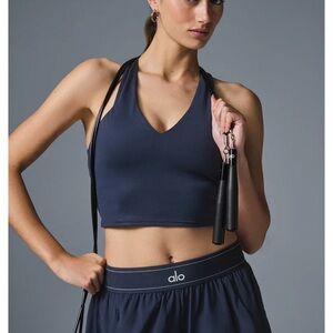 Alo Airbrush Real Bra Tank in Navy XS